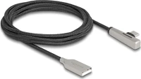 Delock 80767 Usb-c -> usb-a 2.0 m/f adatkábel 2m fekete-ezüst , led fénnyel, 90°/egyenes kép