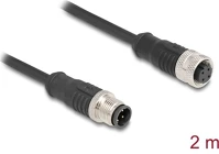 Delock 80845 Kábel m12 d kódolt 4 tűs apa - anya pvc 2 m kép