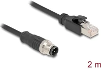 Delock 80851 Kábel m12 d kódolt 4 tűs apa - rj45 apa pvc 2 m kép