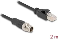 Delock 80867 Kábel m12 x kódolt 8 tűs apa - rj45 apa pvc 2 m kép