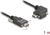 Delock 80956 Usb-c -> usb-c m/m adatkábel 1m fekete rögzítő csavarokkal, egyenes/90° kép