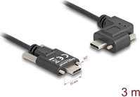 Delock 80958 Usb-c -> usb-c m/m adatkábel 3m fekete rögzítő csavarokkal, egyenes/90° kép