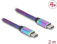 Delock 81116 usb 2.0 kábel usb type-c  apa   apa váltakozó színű fém borítással pd kép