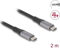 Delock 81192 Usb 40 gbps kábel usb type-c  dugó - dugó pd 3.1 240 w e-marker 2 m szürke fém kép
