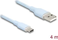 Delock 81224 Usb 2.0 kábel usb a-típusú dugó - usb type-c  dugó 4 m kék szilikon kép