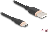 Delock 81228 Usb 2.0 kábel usb a-típusú dugó - usb type-c  dugó 4 m fekete szilikon