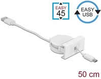 Delock 81319 Usb-a 2.0 -> usb-b 2.0 micro m/m easy 45 modul 0.5m fehér visszahúzható kép