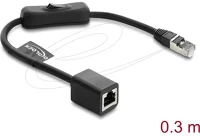 Delock 81563 rj45 kábel, dugós csatlakozó aljzat, kapcsolóval, cat.6 f/utp, 0,3 m kép