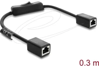 Delock 81565 rj45 kábel, hüvely csatlakozó aljzat, kapcsolóval, cat.6 f/utp, 0,3 m kép