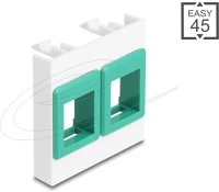 Delock 81583 Easy 45 modul két keystone tartóval, 45 x 45 mm, fehér / zöld kép