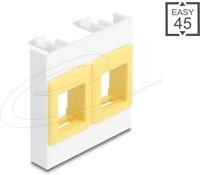 Delock 81584 Easy 45 modul két keystone tartóval, 45 x 45 mm, fehér / sárga kép