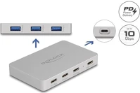 Delock 82 W-TAL 7 portos usb hub 4 x usb type-c  anyával és 3 x a-típusú usb anyával pd kép