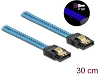 Delock 82127 Sata3 -> sata3 f/f adatkábel 0.3m kék uv fényhatással kép