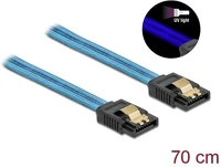 Delock 82133 Sata3 -> sata3 f/f adatkábel 0.7m kék uv fényhatással kép