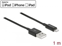 Delock 83002 Usb-a 2.0 -> lightning m/m adatkábel 1m fekete 3a kép