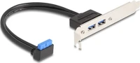 Delock 83015 Usb-a 3.0 pinheader 19pin -> 2db usb-a 3.0 f/f hátlapi kivezetés 0.5m fekete kép