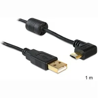 Delock 83147 Usb-a 2.0 -> usb-b 2.0 micro m/m adatkábel 1m fekete 90°-os csatlakozó kép