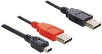 Delock 83178 2db usb-a 2.0 -> usb-b 2.0 mini 5pin m/m adatkábel 0.3m fekete kép