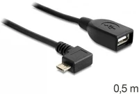 Delock 83271 Cable usb micro-b male > usb 2.0-a female otg 50 cm angled kép