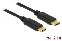 Delock 83324 Usb-c - usb-c m/m adatkábel 2m fekete pd, 5a, e-marker kép