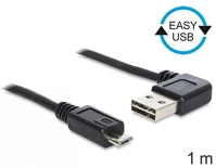 Delock EASY-USB 2.0 TYPE-A Easy-usb a -> usb-b 2.0 micro m/m adatkábel 1m fekete 90°/egyenes kép