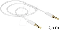 Delock 83439 Jack stereo 3,5mm (4pin) m/m audió kábel 0.5m fehér kép