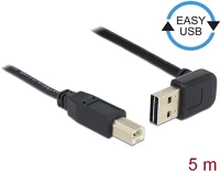 Delock 83542 Easy-usb a -> usb-b 2.0 m/m adatkábel 5m fekete 90°/egyenes kép