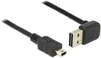 Delock USB 2.0-S MINI-B-TÍPUS Easy-usb a -> usb-b 2.0 mini m/m adatkábel 1m fekete 90°/egyenes kép