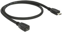 Delock 83567 Usb-b 2.0 micro - usb-b 2.0 micro m/f adatkábel hosszabbító 0.5m fekete kép