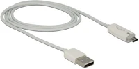 Delock 83604 Usb 2.0 microusb összekötő kábel led indikátorral 1m - fehér kép