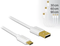 Delock 83679 Usb-a 2.0 -> usb-b 2.0 micro m/m adatkábel fehér készlet 0,3/0,6/0,9m kép