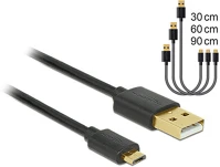 Delock 83680 Usb-a - usb micro b (apa - apa) kábel 0.3 + 0.6 + 0.9m fekete kép