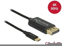 Delock 83709 Usb-c -> displayport 1.2 m/m video kábel 1m fekete dp alt mode, coaxial