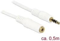Delock 83763 Jack stereo 3,5mm m/f audio kábel hosszabbító 0.5m fehér kép