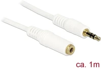 Delock 83765 Jack stereo 3,5mm m/f audio kábel hosszabbító 1m fehér kép