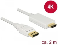 Delock 83818 Displayport - hdmi (apa - apa) kábel 2m - fehér kép
