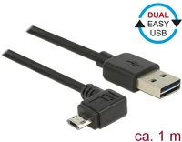 Delock 83846 Easy-usb a -> easyusb micro-b m/m adatkábel 1m fekete egyenes/90° kép