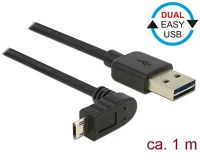 Delock 83848 Easy-usb a -> easyusb micro-b m/m adatkábel 1m fekete egyenes/90° kép