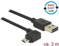 Delock 83854 Easy-usb a -> easyusb micro-b m/m adatkábel 3m fekete egyenes/90°