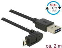 Delock 83856 cable  male > easy-usb 2.0 type micro-b male angled up / down 2m black kép