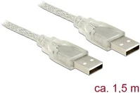 Delock A-TÍPUSÚ Usb-a 2.0 - usb-a 2.0 m/m adatkábel 1.5m átlátszó kép