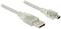 Delock 83905 Usb-a 2.0 -> usb-b 2.0 mini m/m adatkábel 1m átlátszó kép