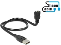 Delock 83922 Usb-a 2.0 -> usb-b 2.0 micro m/f adatkábel 0.5m fekete shapecable kép