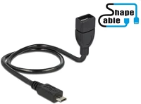 Delock 83928 Usb-b 2.0 micro -> usb-a 2.0 m/f adatkábel 0.5m fekete shapecable kép