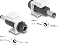 Delock 84175 keystone modul, dc 5,5 x 2,1 mm-csatlakozóhüvely, dc 5,5 x 2,5 mm méretű kép
