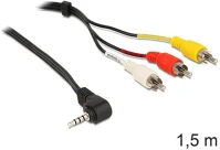 Delock 84504 Sztereó jack 3.5 mm 4 pin apa forgatott > 3 x rca apa 1,5 m kábel kép