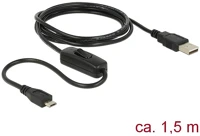 Delock 84803 Usb-a 2.0 -> usb-b 2.0 micro m/m tápkábel 1.5m fekete kapcsolóval kép