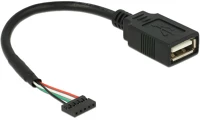 Delock 84831 Usb-a pinheader 5pin -> usb-a 2.0 f/f adatkábel 0.15m fekete kép
