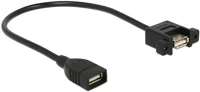 Delock 85105 Usb-a 2.0 - usb-a 2.0 f/f adatkábel 0.25m fekete panel-mount kép