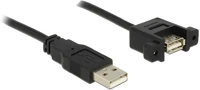 Delock 85106 Usb-a 2.0 - usb-a 2.0 m/f adatkábel 1m fekete panel-mount kép